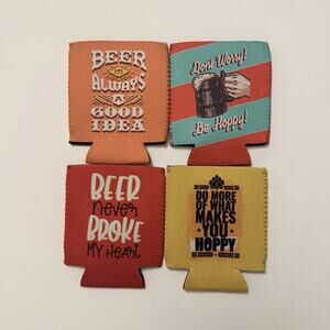 Beer Can Covers Neoprene Cooler Koozie Lot of 4 | 12oz Insulated Drink Holders